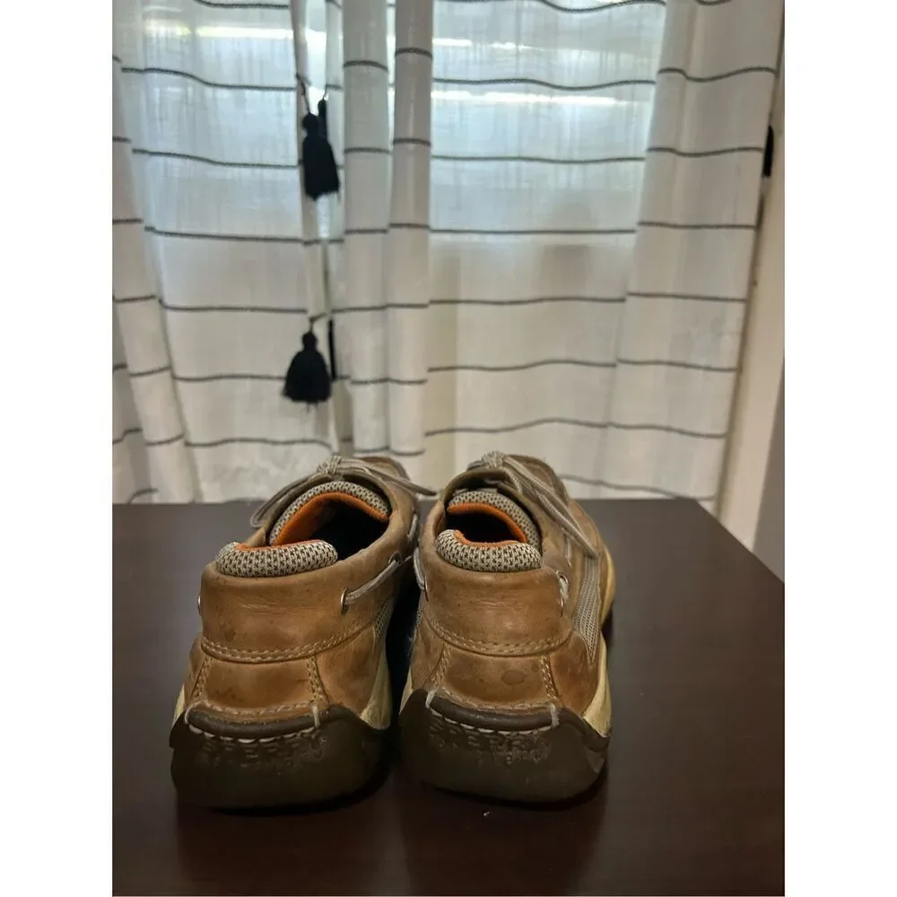 Sperry Men Lanyard Boat Shoe Nubuck Leather Tan Mesh 8.5 Cushioned Padded